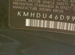 VIN prefix KMHDU46D99U6