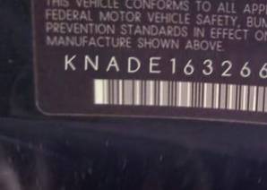 VIN prefix KNADE1632660