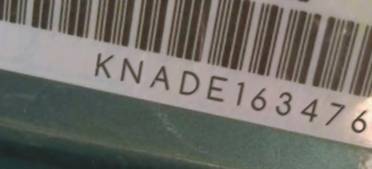 VIN prefix KNADE1634762