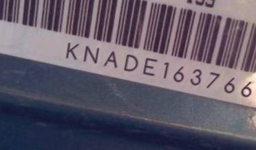 VIN prefix KNADE1637660