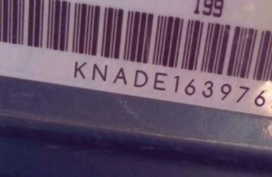 VIN prefix KNADE1639762