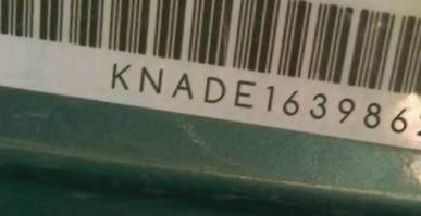 VIN prefix KNADE1639862