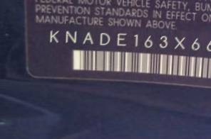 VIN prefix KNADE163X661