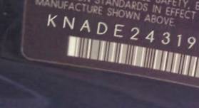 VIN prefix KNADE2431965