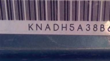 VIN prefix KNADH5A38B67