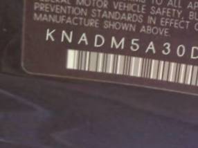 VIN prefix KNADM5A30D60