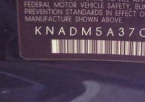 VIN prefix KNADM5A37C60