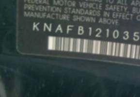 VIN prefix KNAFB1210353