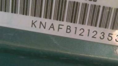 VIN prefix KNAFB1212353