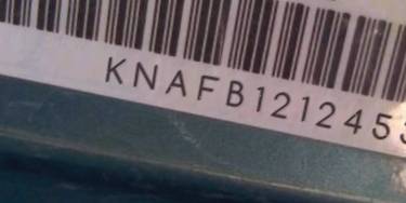 VIN prefix KNAFB1212453