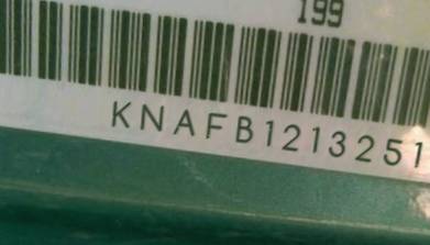 VIN prefix KNAFB1213251