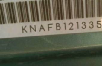 VIN prefix KNAFB1213353
