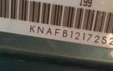 VIN prefix KNAFB1217252