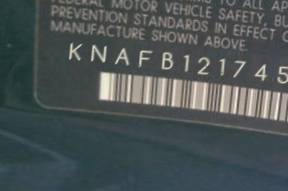 VIN prefix KNAFB1217453