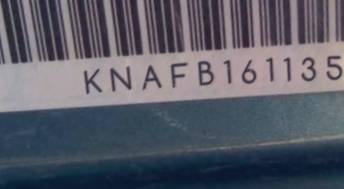 VIN prefix KNAFB1611350