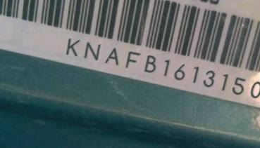 VIN prefix KNAFB1613150