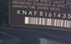 VIN prefix KNAFB1614351
