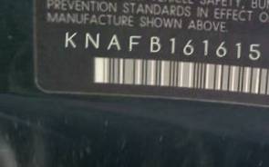 VIN prefix KNAFB1616150