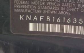 VIN prefix KNAFB1616350
