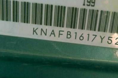 VIN prefix KNAFB1617Y52