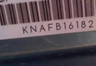 VIN prefix KNAFB1618250
