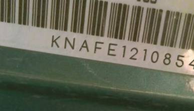 VIN prefix KNAFE1210854