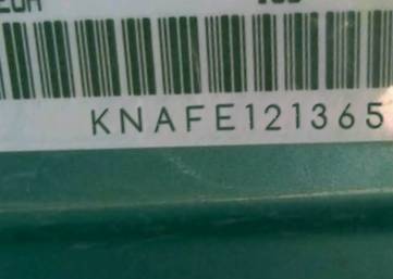 VIN prefix KNAFE1213653