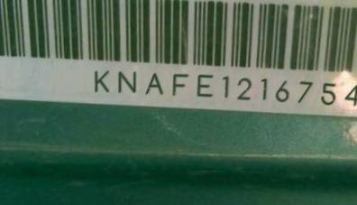 VIN prefix KNAFE1216754