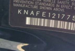 VIN prefix KNAFE1217754