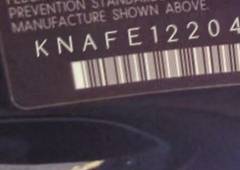 VIN prefix KNAFE1220450