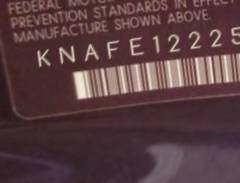 VIN prefix KNAFE1222551