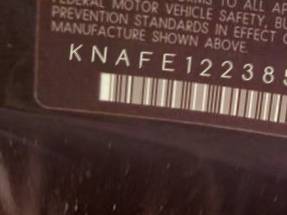 VIN prefix KNAFE1223855
