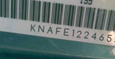 VIN prefix KNAFE1224652