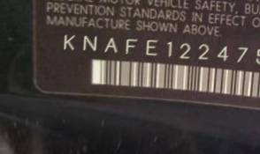 VIN prefix KNAFE1224754