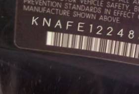 VIN prefix KNAFE1224854