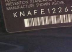 VIN prefix KNAFE1226753
