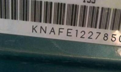 VIN prefix KNAFE1227850