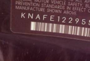 VIN prefix KNAFE1229551