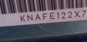 VIN prefix KNAFE122X754