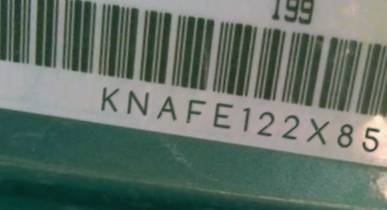VIN prefix KNAFE122X850