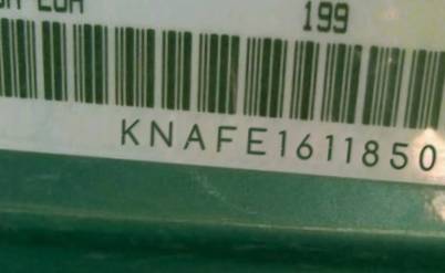 VIN prefix KNAFE1611850