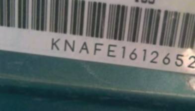 VIN prefix KNAFE1612652