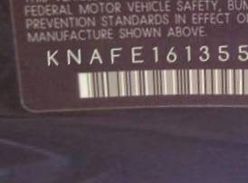 VIN prefix KNAFE1613551