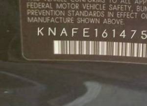 VIN prefix KNAFE1614750