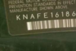 VIN prefix KNAFE1618652