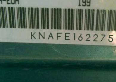 VIN prefix KNAFE1622750