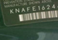 VIN prefix KNAFE1624652