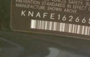 VIN prefix KNAFE1626652