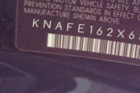 VIN prefix KNAFE162X653