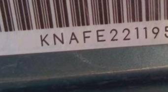 VIN prefix KNAFE2211955